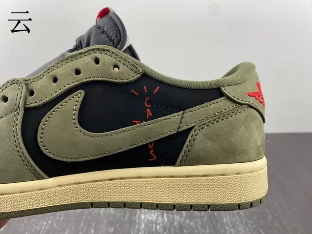 Nike Air Jordan 1 Olive Green Black Off-White Lifestyle Sneakers 5