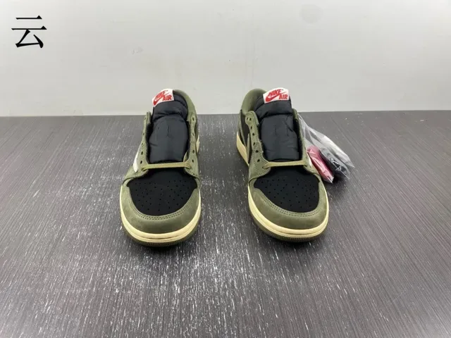 Nike Air Jordan 1 Olive Green Black Off-White Lifestyle Sneakers 9