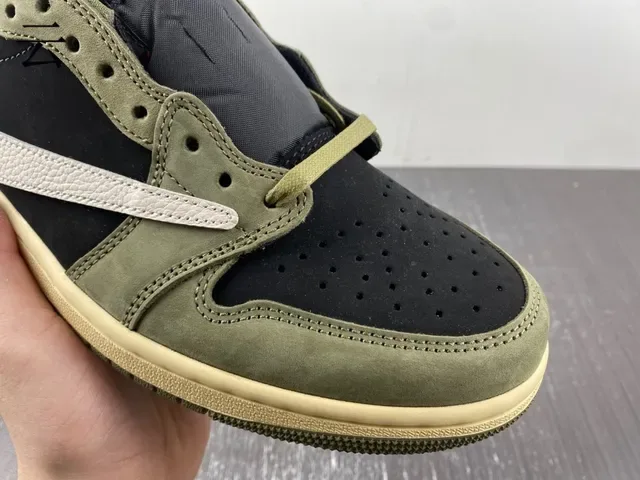 Nike Air Jordan 1 Olive Green Black Off-White Lifestyle Sneakers 10