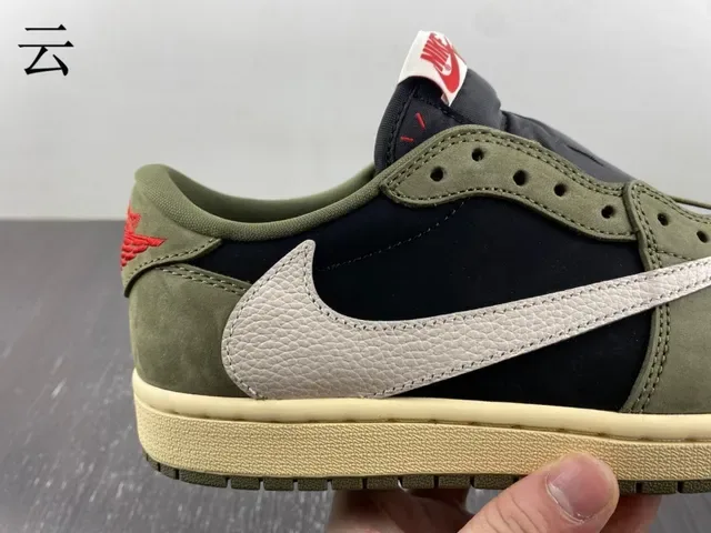 Nike Air Jordan 1 Olive Green Black Off-White Lifestyle Sneakers 11