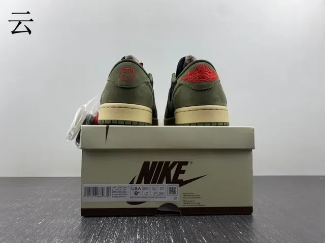 Nike Air Jordan 1 Olive Green Black Off-White Lifestyle Sneakers 13