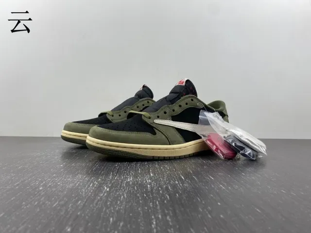 Nike Air Jordan 1 Olive Green Black Off-White Lifestyle Sneakers 18