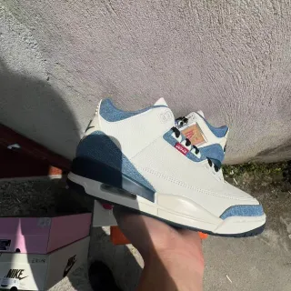 Nike Air Jordan 3 Denim Paneled Off-White Blue Basketball Shoes