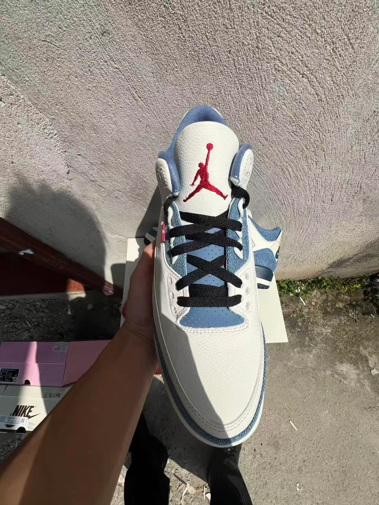 Nike Air Jordan 3 Denim Paneled Off-White Bleu Chaussures de Basketball 4