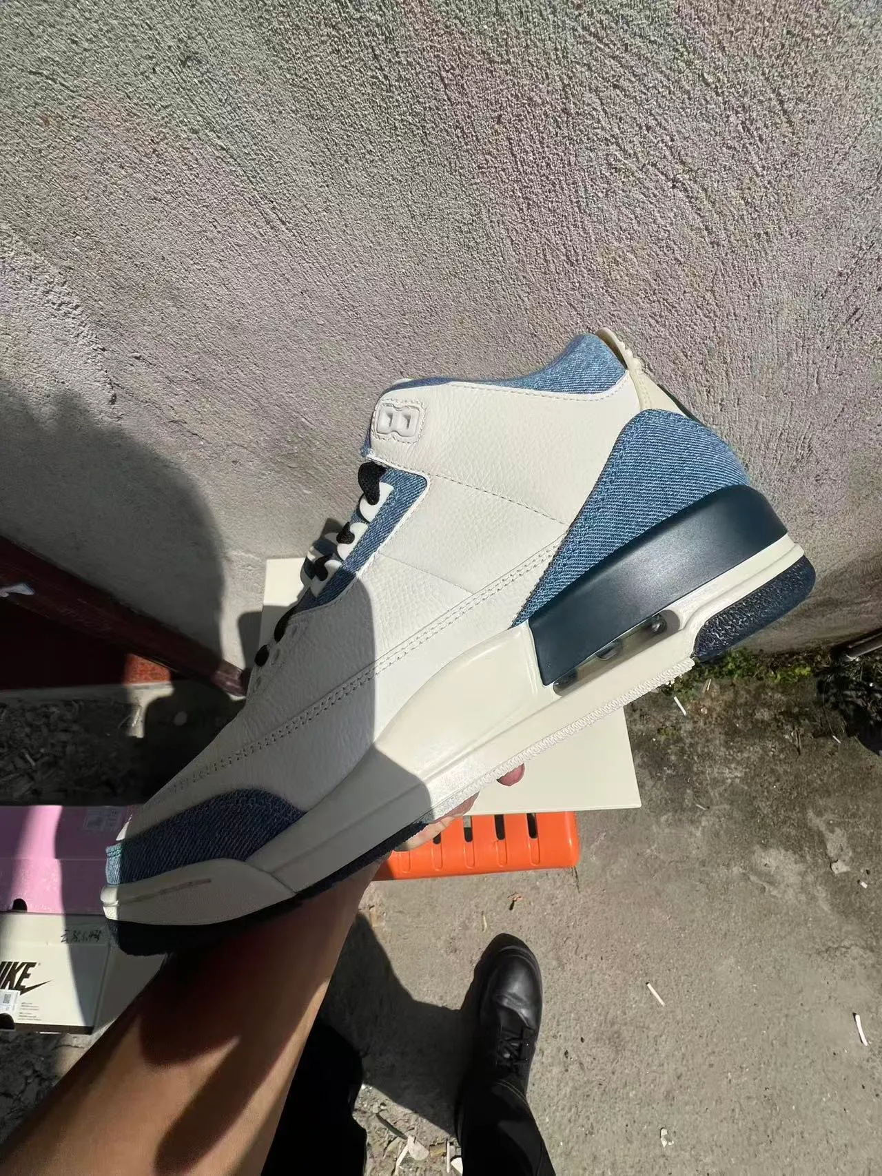 Nike Air Jordan 3 Denim Paneled Off-White Bleu Chaussures de Basketball 6