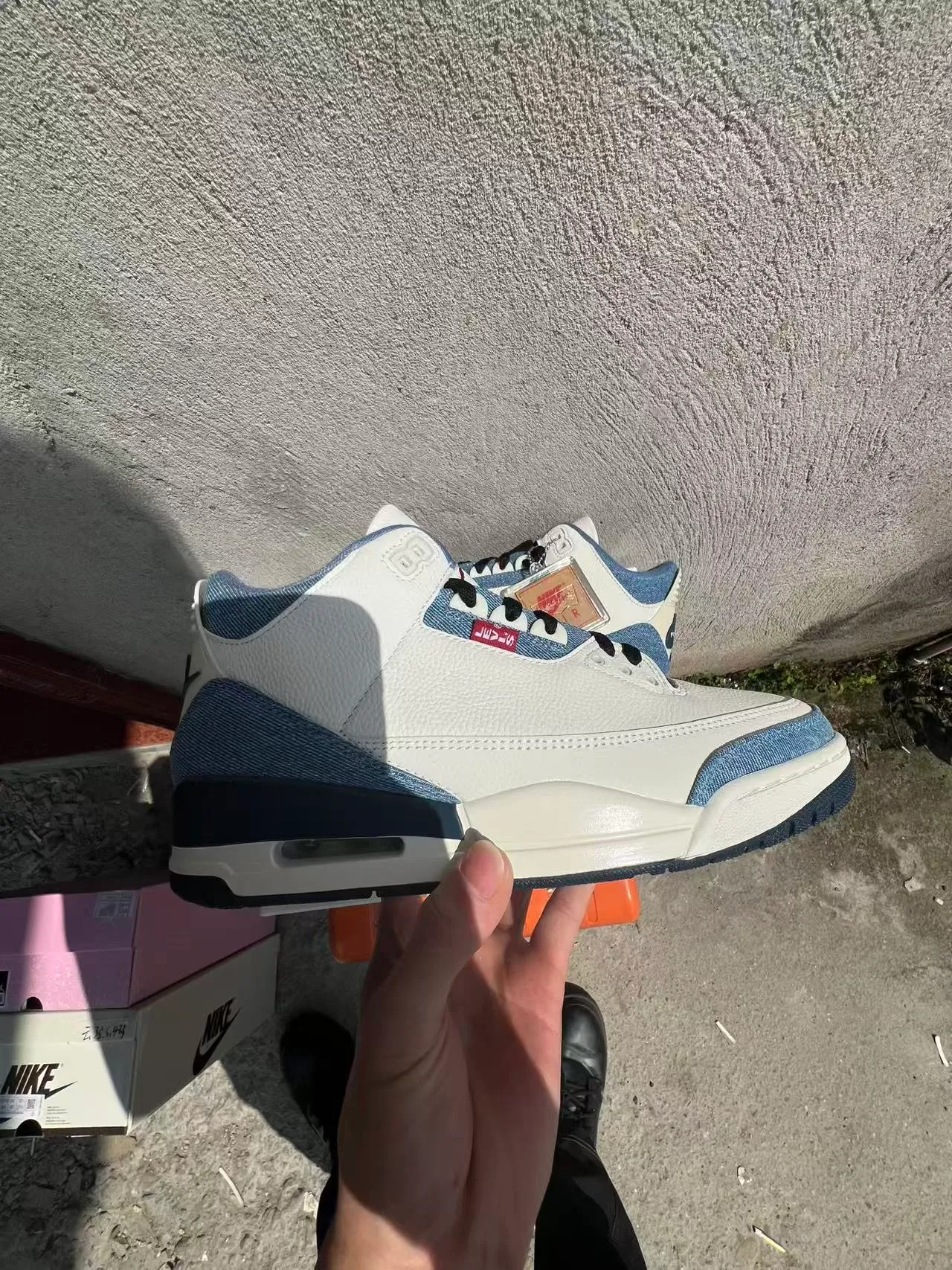 Nike Air Jordan 3 Denim Paneled Off-White Bleu Chaussures de Basketball 7