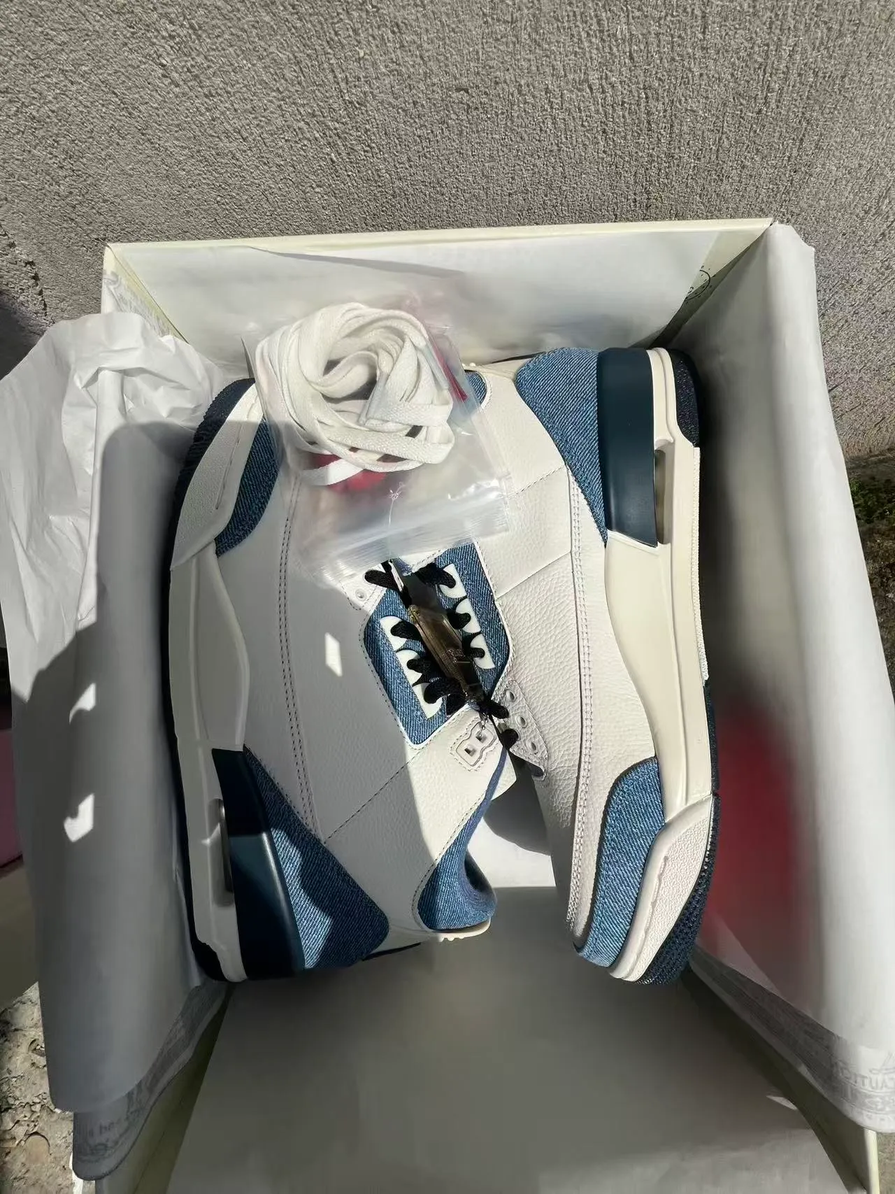 Nike Air Jordan 3 Denim Paneled Off-White Bleu Chaussures de Basketball 9