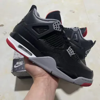 Nike Air Jordan 4 Black Cement Red Basketball Shoes