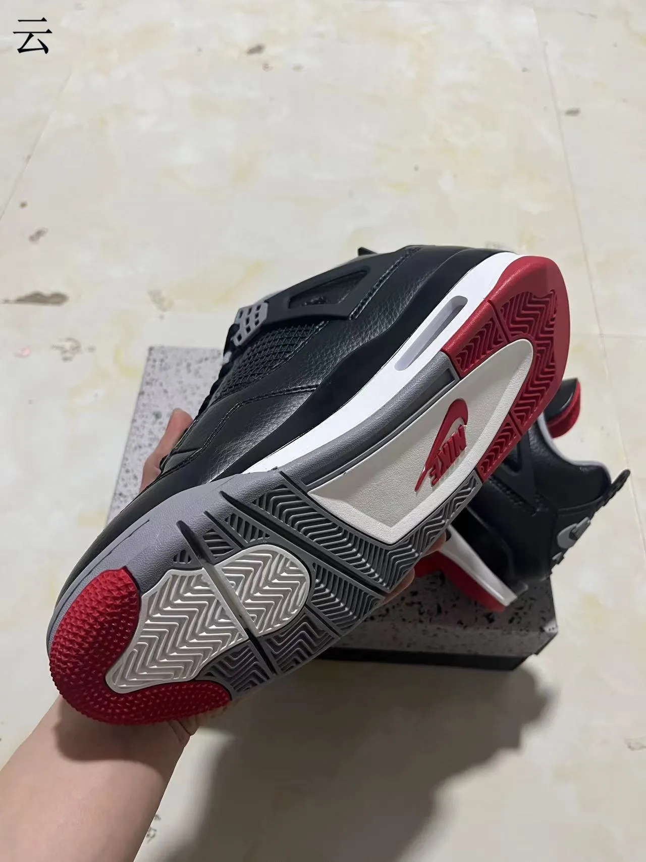 Nike Air Jordan 4 Black Cement Red Basketball Shoes 6