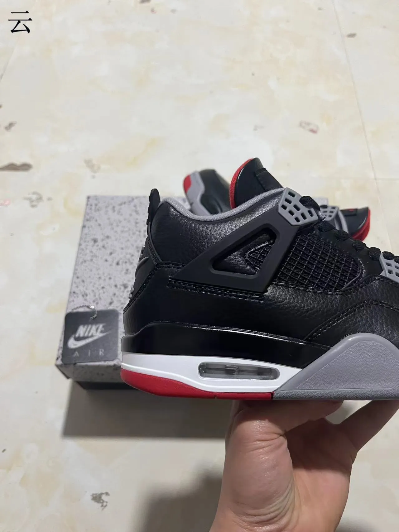 Nike Air Jordan 4 Black Cement Red Basketball Shoes 7