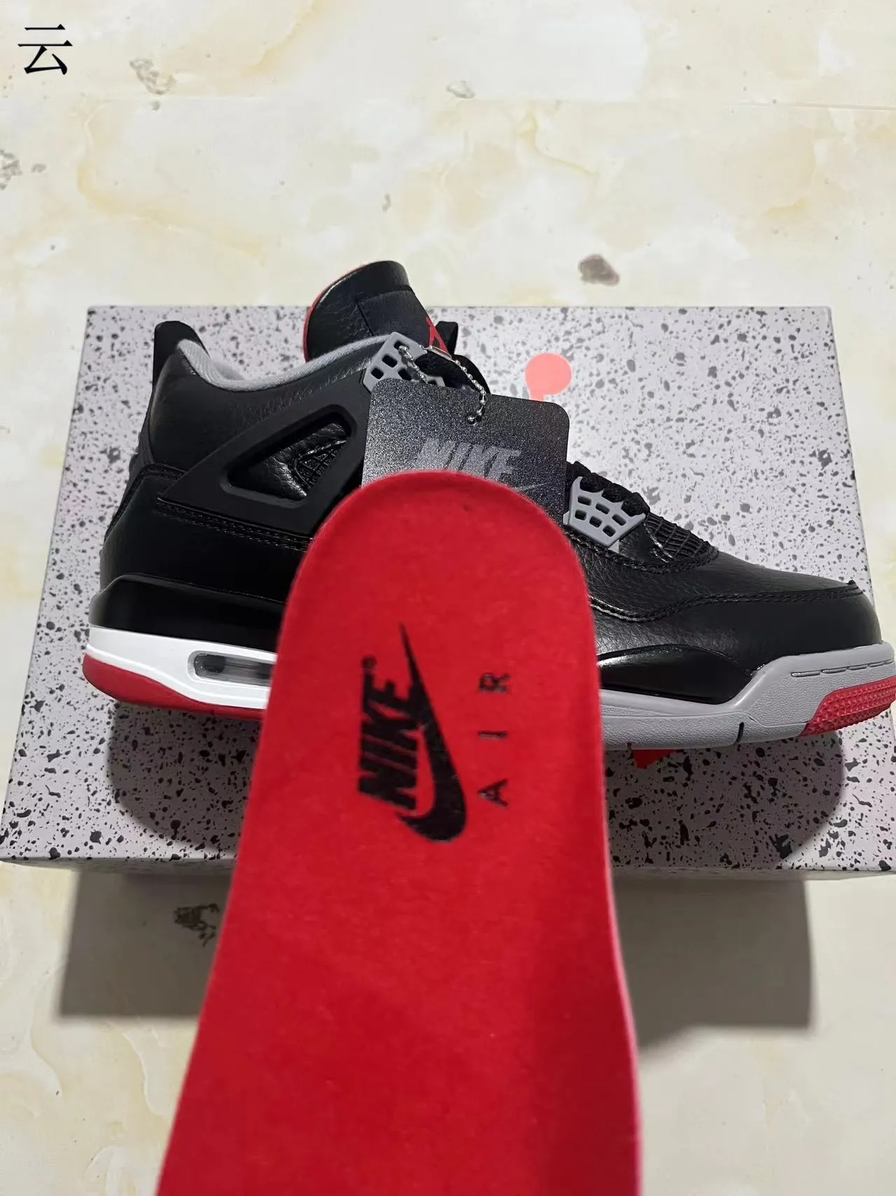 Nike Air Jordan 4 Black Cement Red Basketball Shoes 9