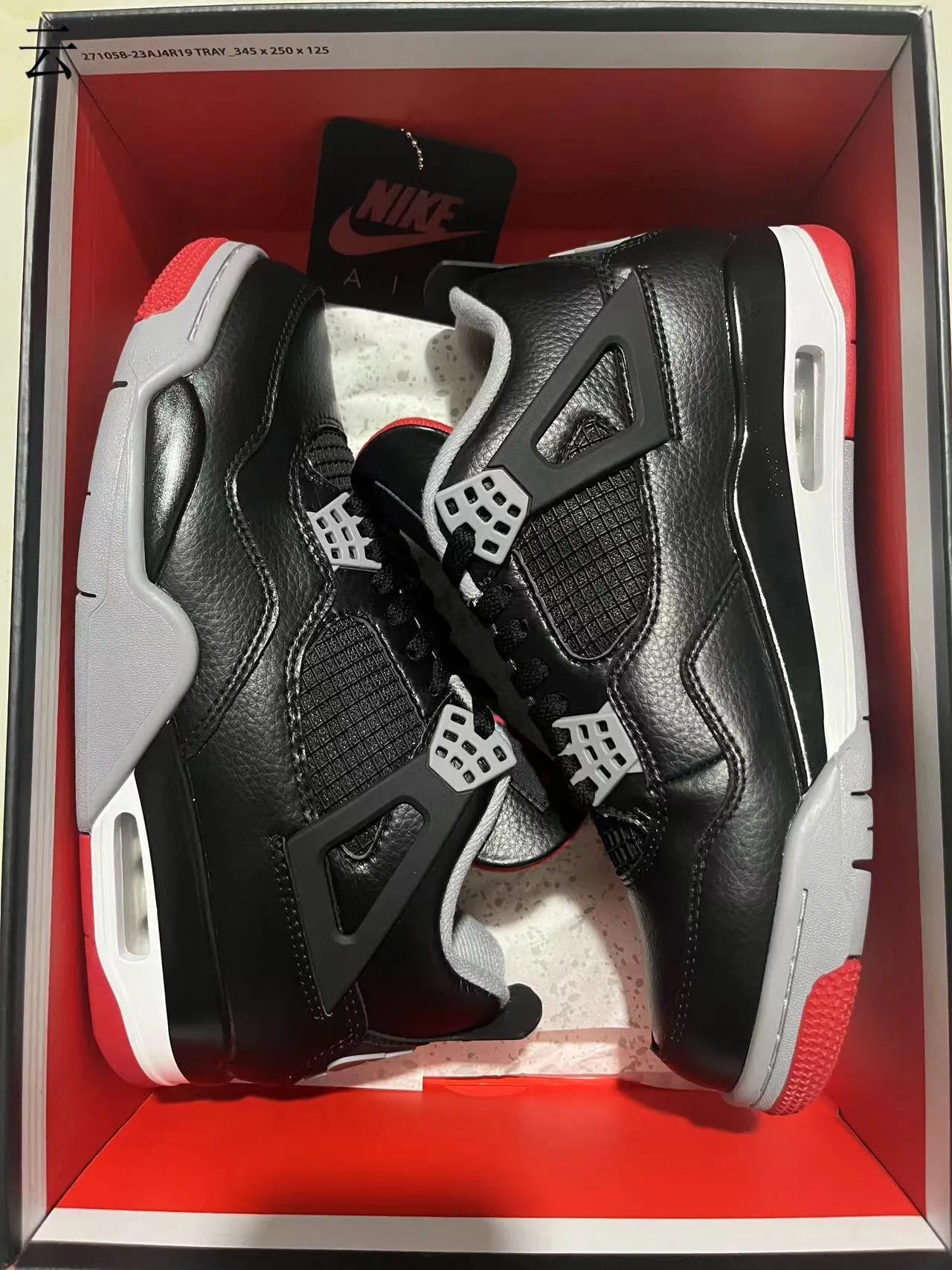 Nike Air Jordan 4 Black Cement Red Basketball Shoes 10