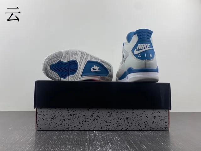 Nike Air Jordan 4 Light Gray and Royal Blue Basketball Shoes 2