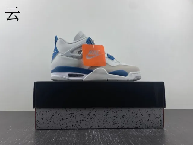 Nike Air Jordan 4 Light Gray and Royal Blue Basketball Shoes 3