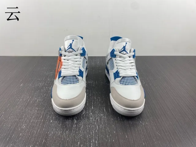 Nike Air Jordan 4 Light Gray and Royal Blue Basketball Shoes 5
