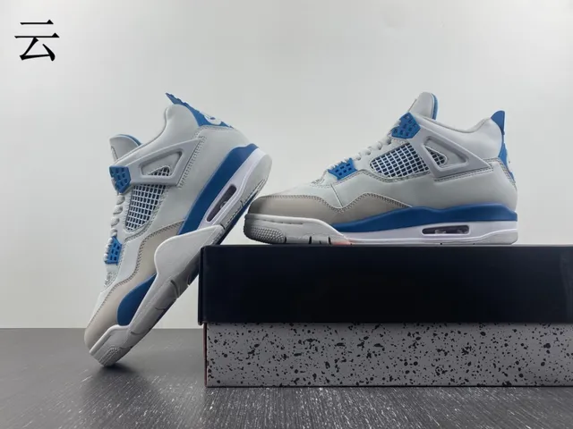 Nike Air Jordan 4 Light Gray and Royal Blue Basketball Shoes 7