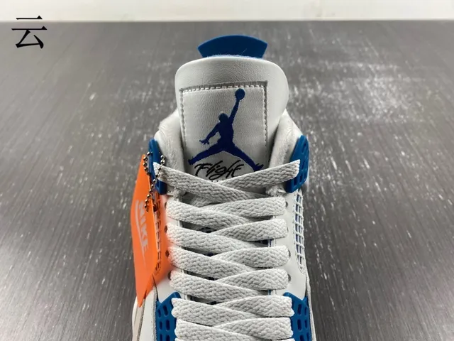 Nike Air Jordan 4 Light Gray and Royal Blue Basketball Shoes 13