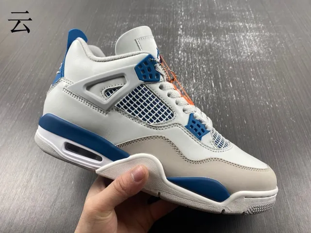 Nike Air Jordan 4 Light Gray and Royal Blue Basketball Shoes 15