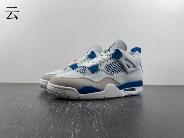 Nike Air Jordan 4 Light Gray and Royal Blue Basketball Shoes 17