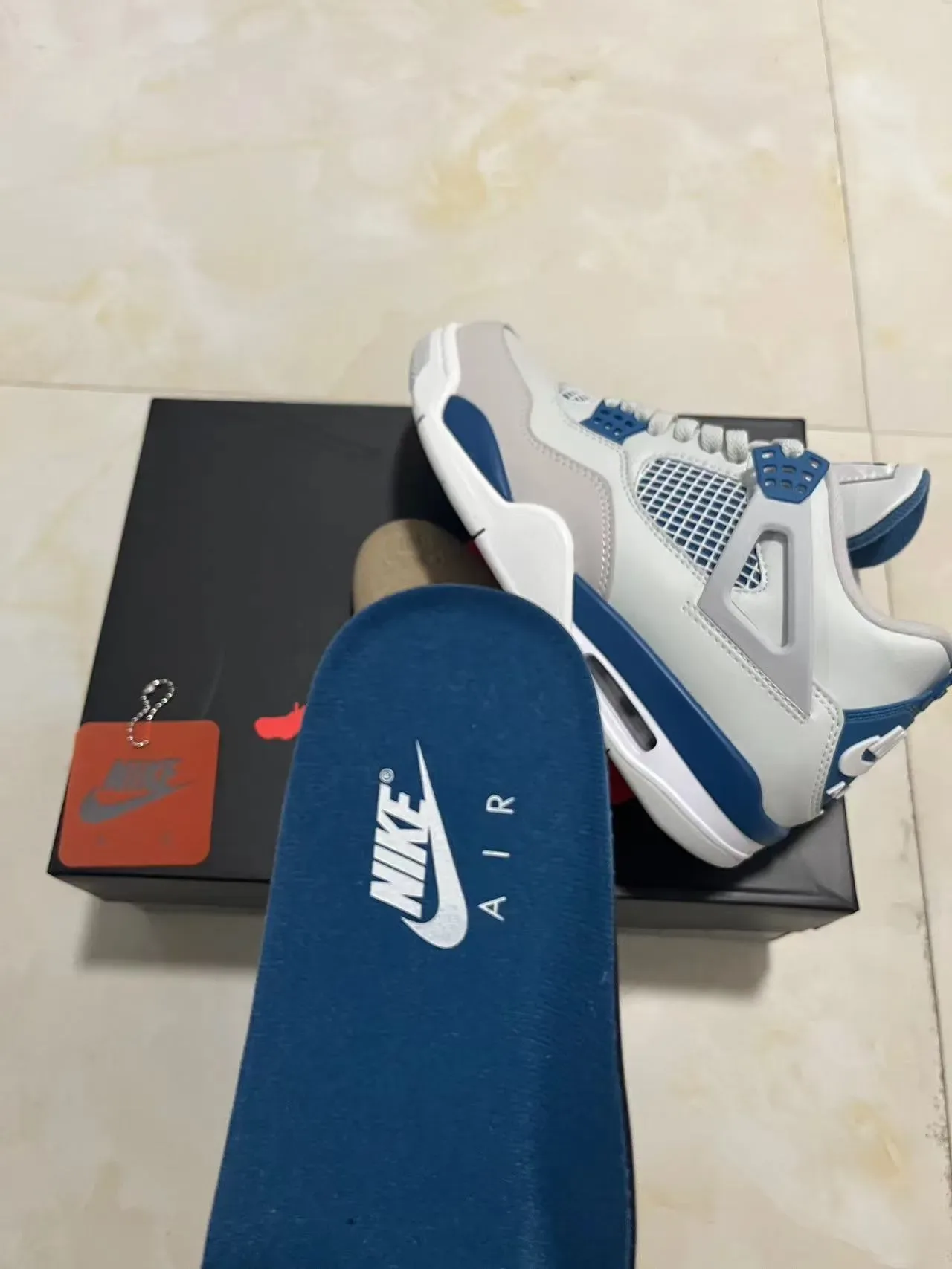Nike Air Jordan 4 White Royal Blue Basketball Shoes 4