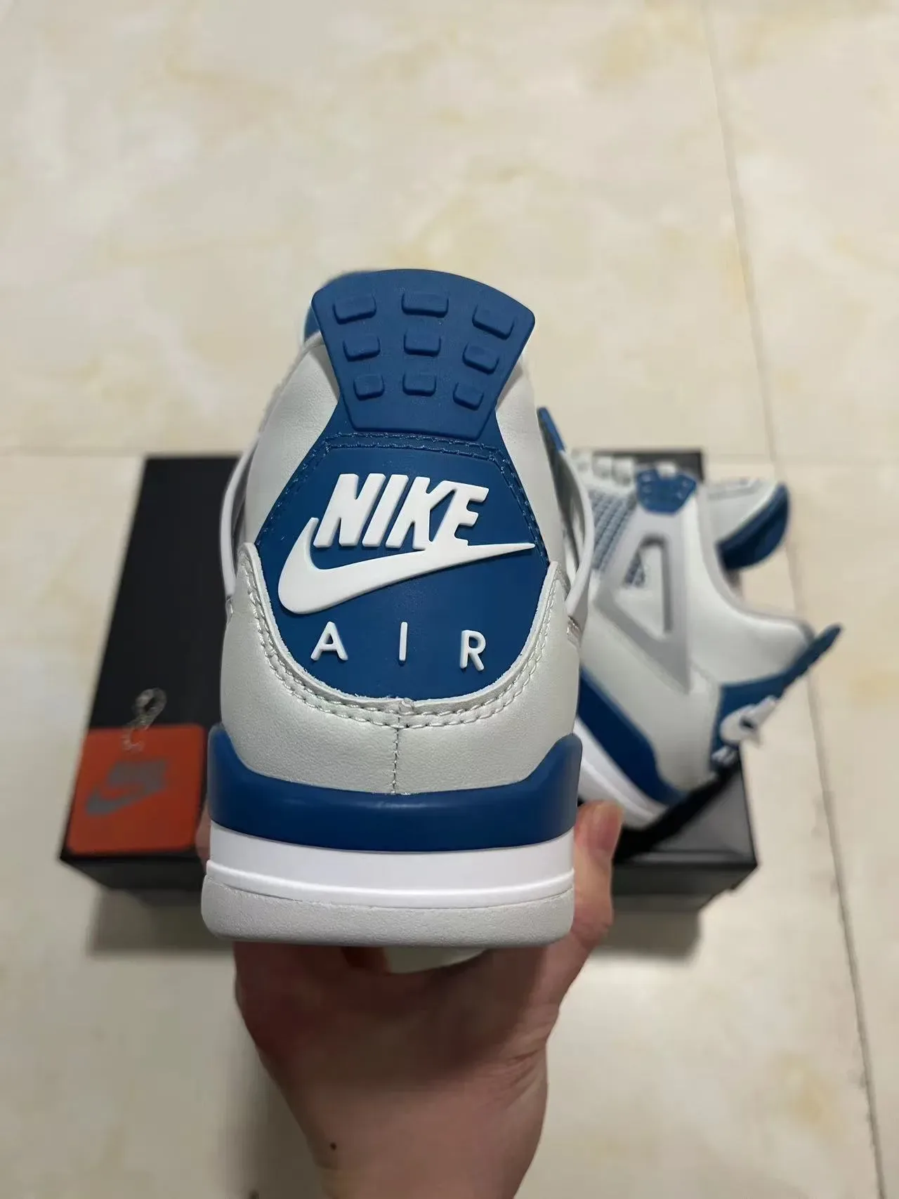 Nike Air Jordan 4 White Royal Blue Basketball Shoes 5