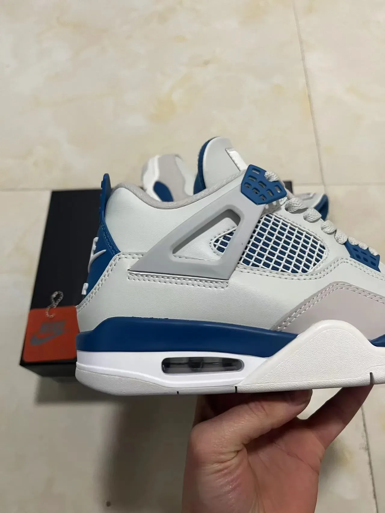 Nike Air Jordan 4 White Royal Blue Basketball Shoes 6
