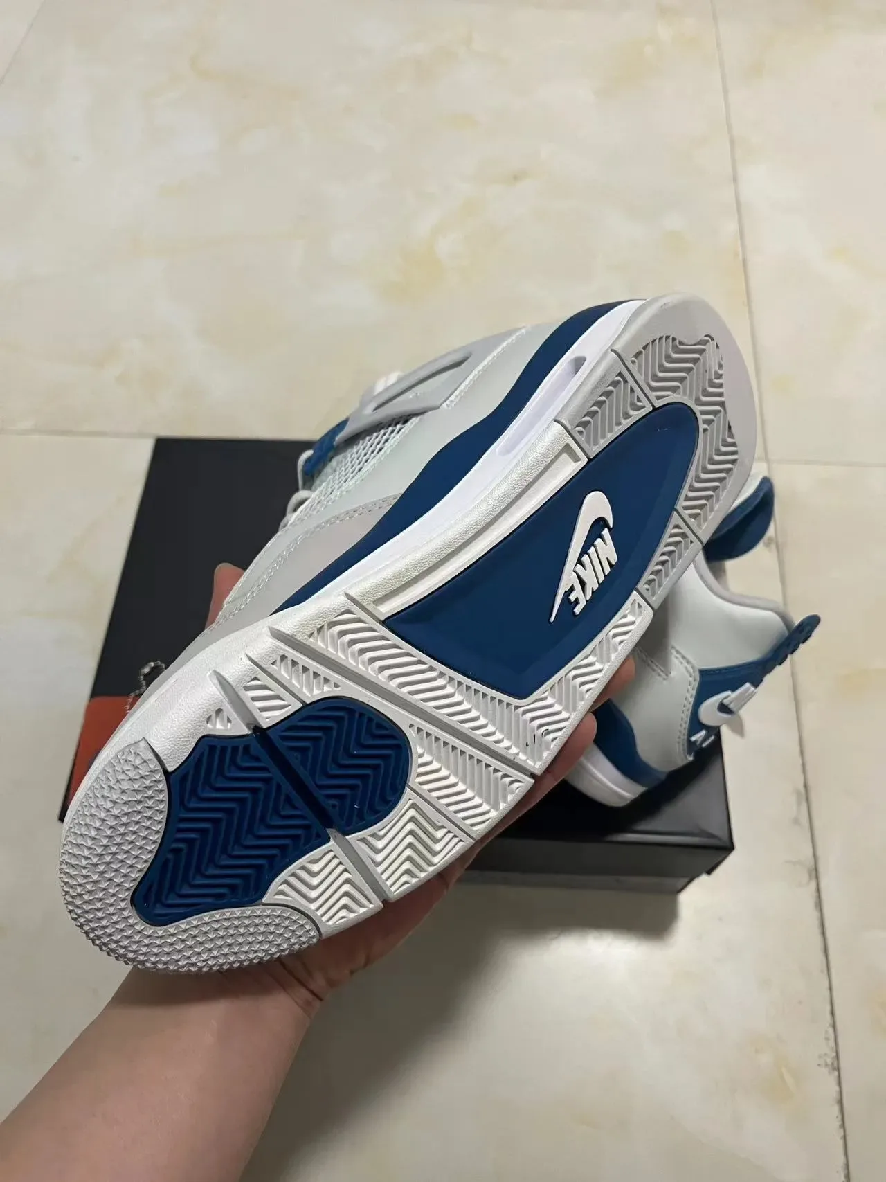 Nike Air Jordan 4 White Royal Blue Basketball Shoes 7