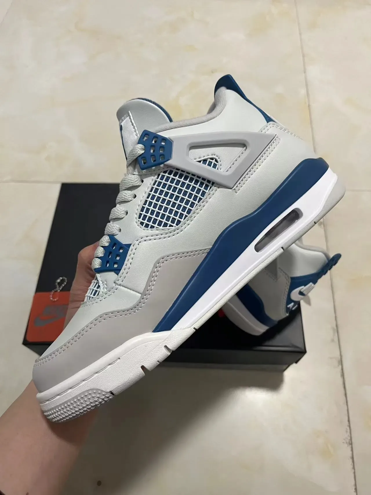Nike Air Jordan 4 White Royal Blue Basketball Shoes 8