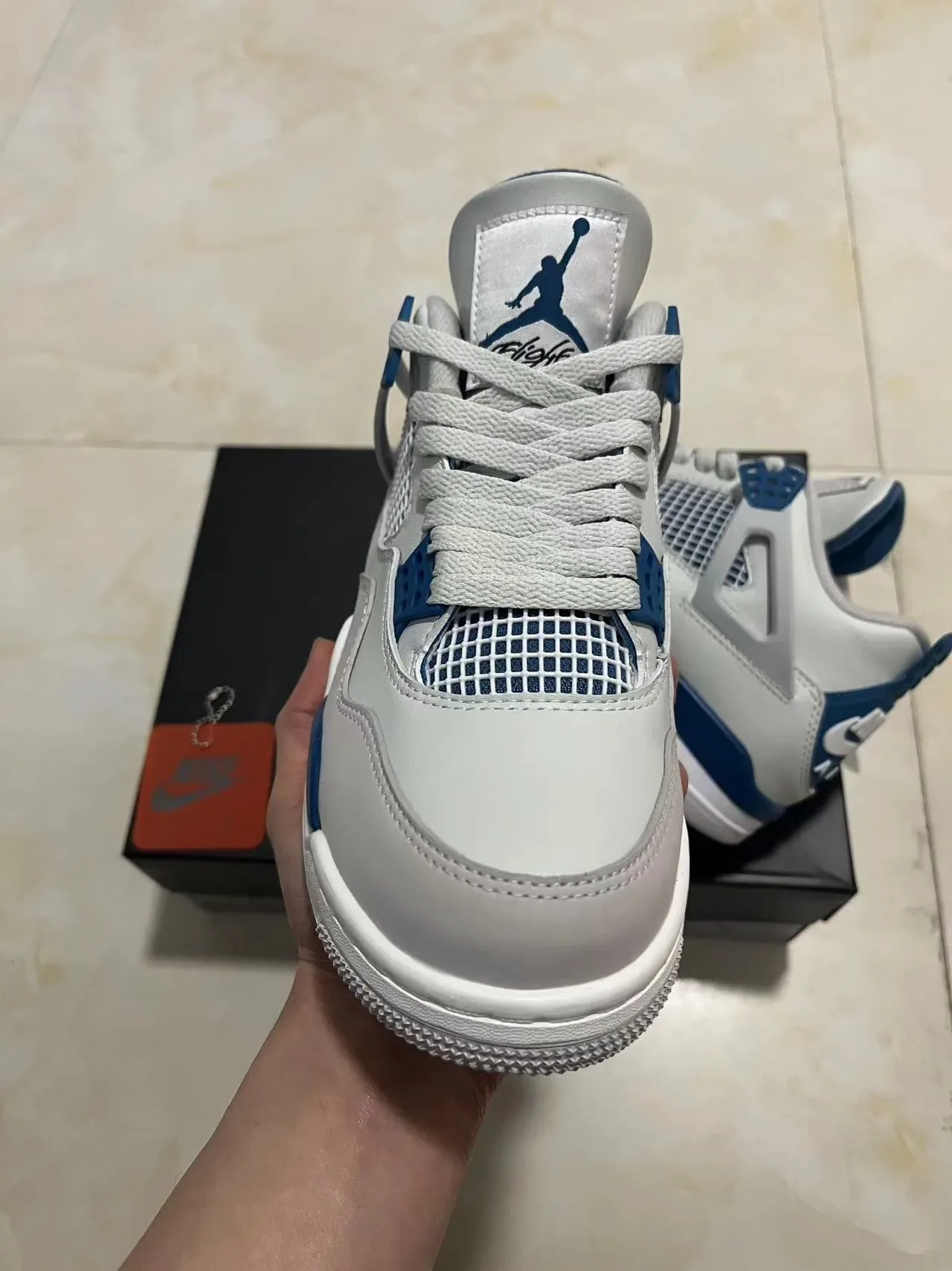 Nike Air Jordan 4 White Royal Blue Basketball Shoes 10
