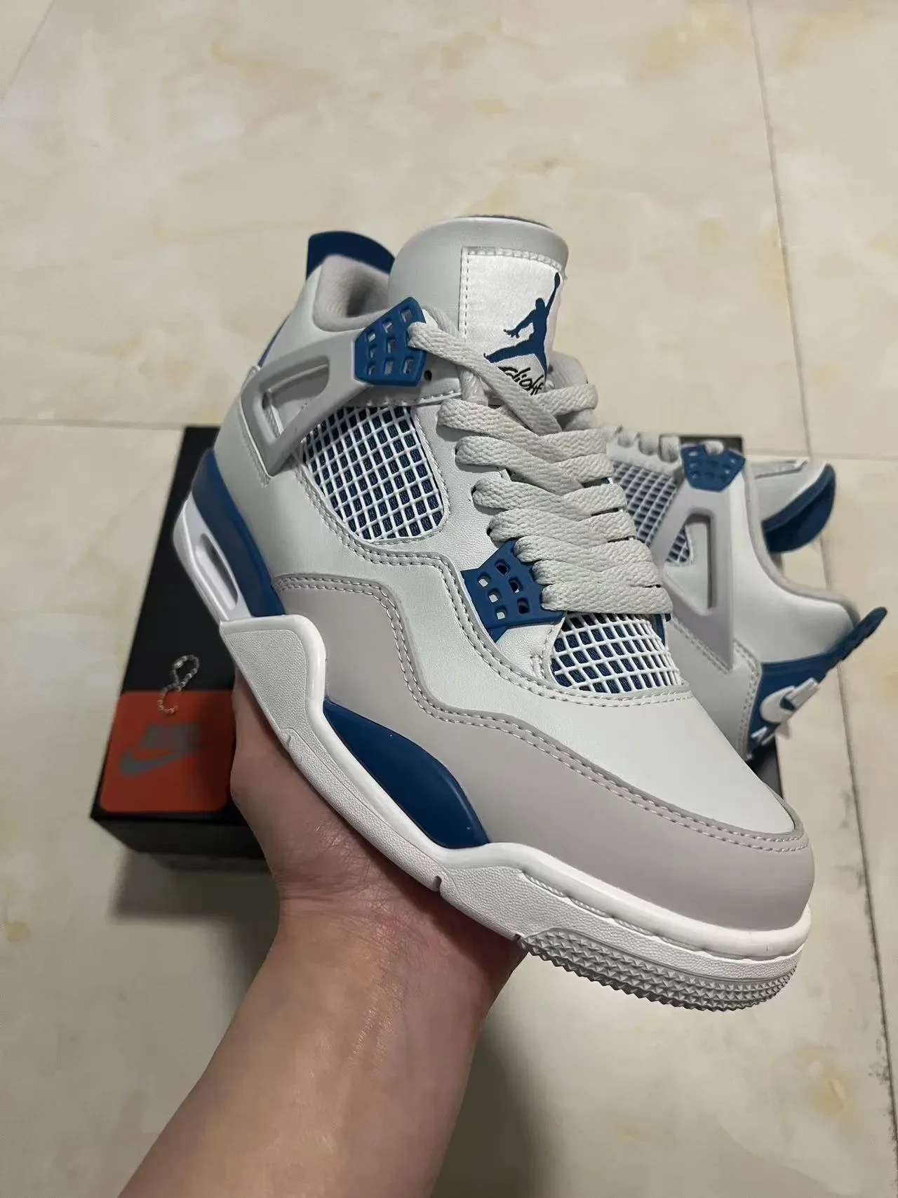 Nike Air Jordan 4 White Royal Blue Basketball Shoes 11