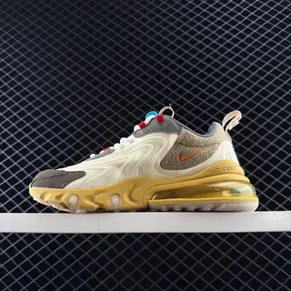 Nike Air Max 270 React حذاء رياضي سميك لون بيج خردل