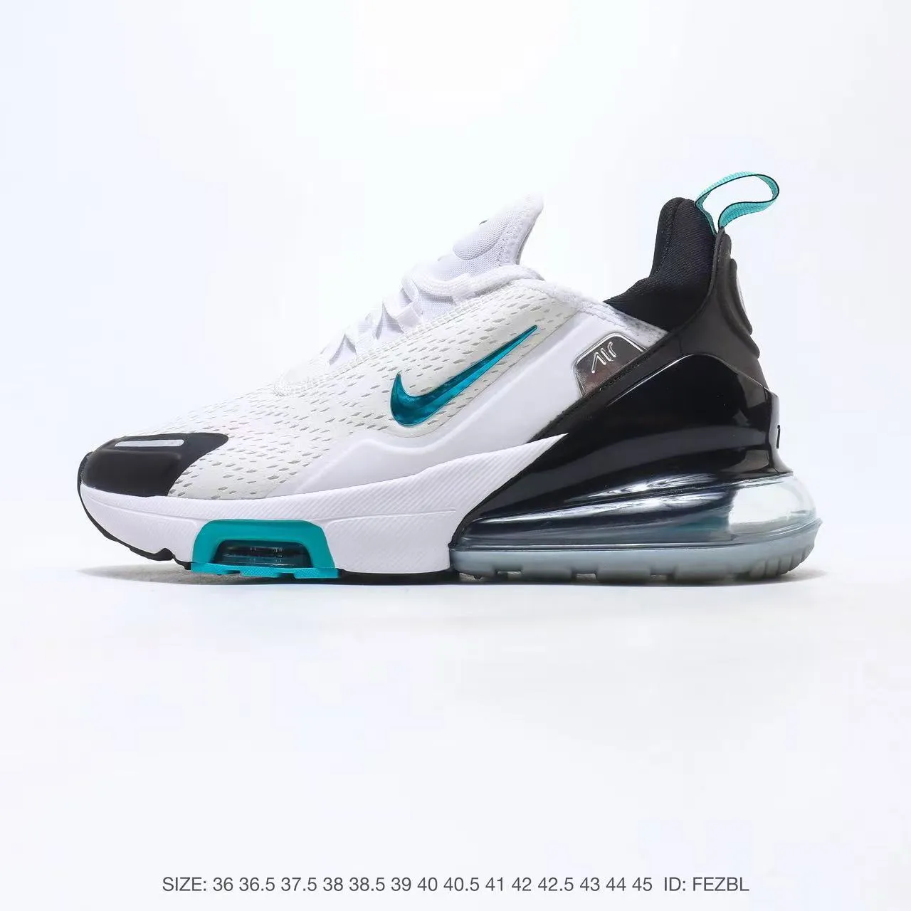 Nike Air Max 270 White Black Turquoise Lifestyle Sneakers 2