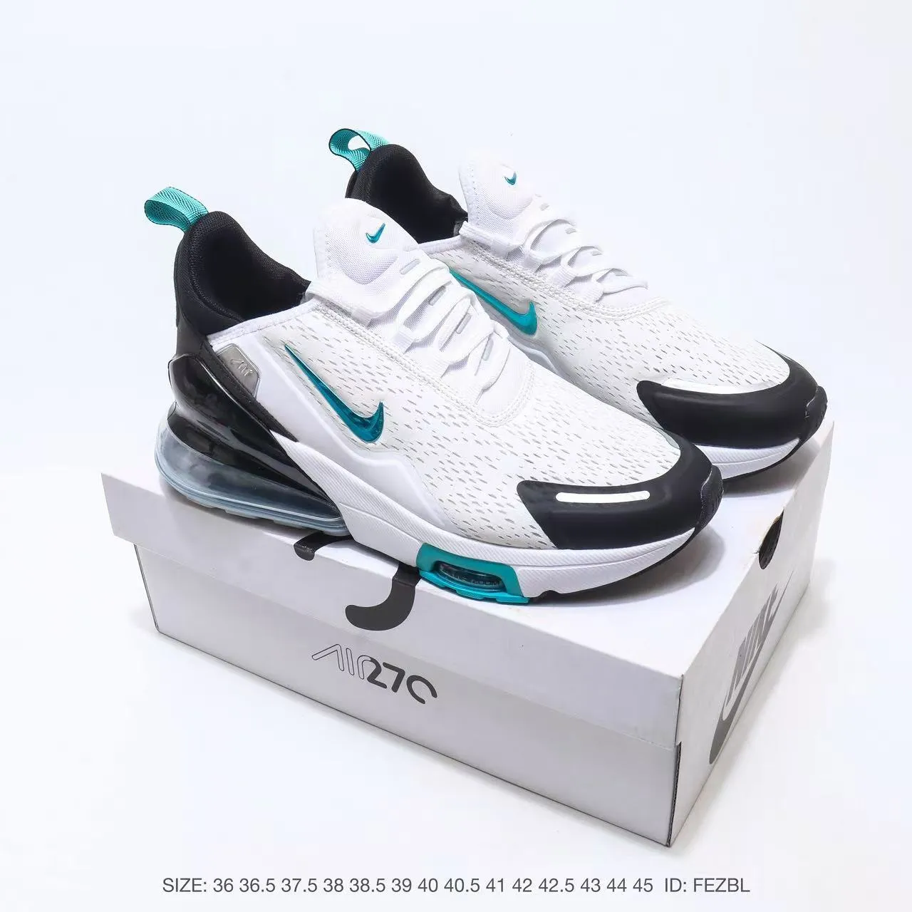 Nike Air Max 270 White Black Turquoise Lifestyle Sneakers 10