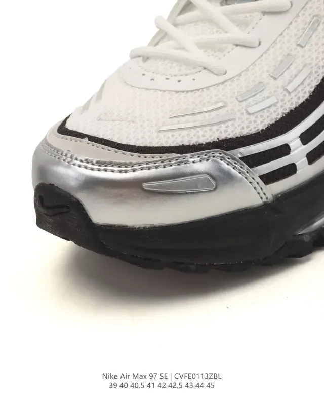Nike Air Max 97 SE White Silver Black Gold Red Lifestyle Sneakers 4