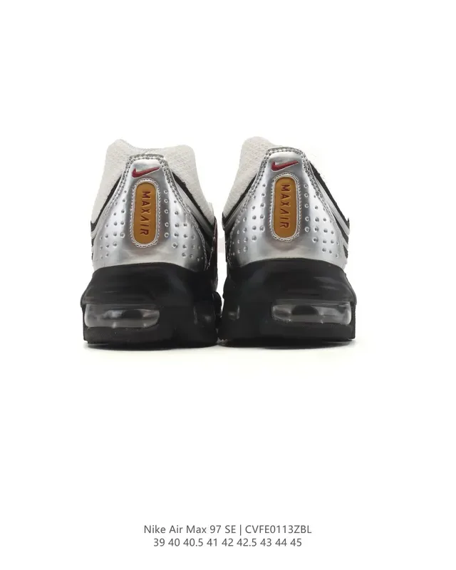 Nike Air Max 97 SE White Silver Black Gold Red Lifestyle Sneakers 6