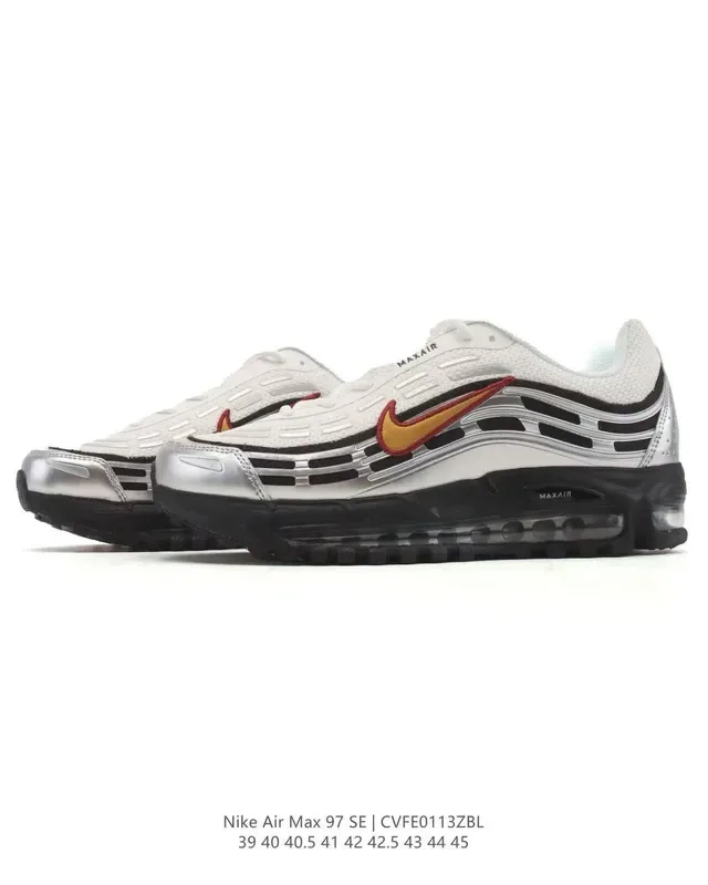 Nike Air Max 97 SE White Silver Black Gold Red Lifestyle Sneakers 8