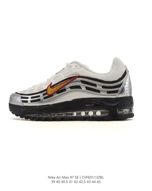 Nike Air Max 97 SE White Silver Black Gold Red Lifestyle Sneakers 9