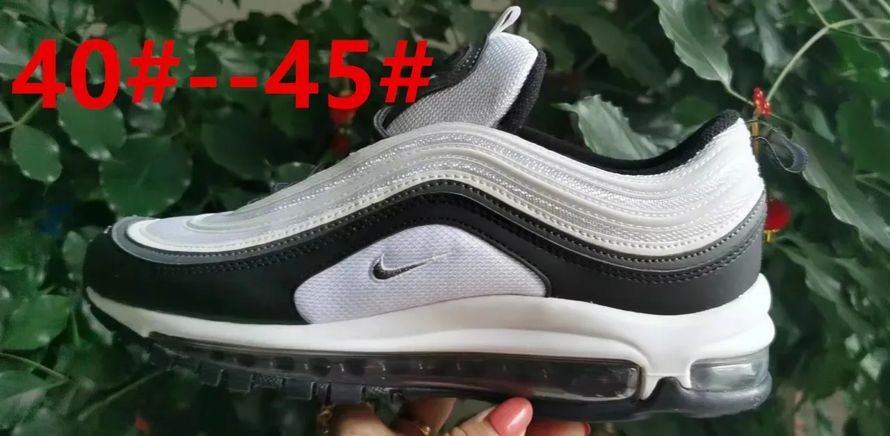 Nike Air Max 97 White Blue Wavy Layered Upper Visible Cushioning Lifestyle Sneakers 7