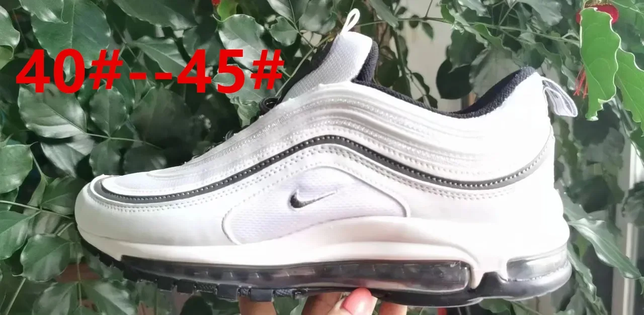 Nike Air Max 97 White Blue Wavy Layered Upper Visible Cushioning Lifestyle Sneakers 10