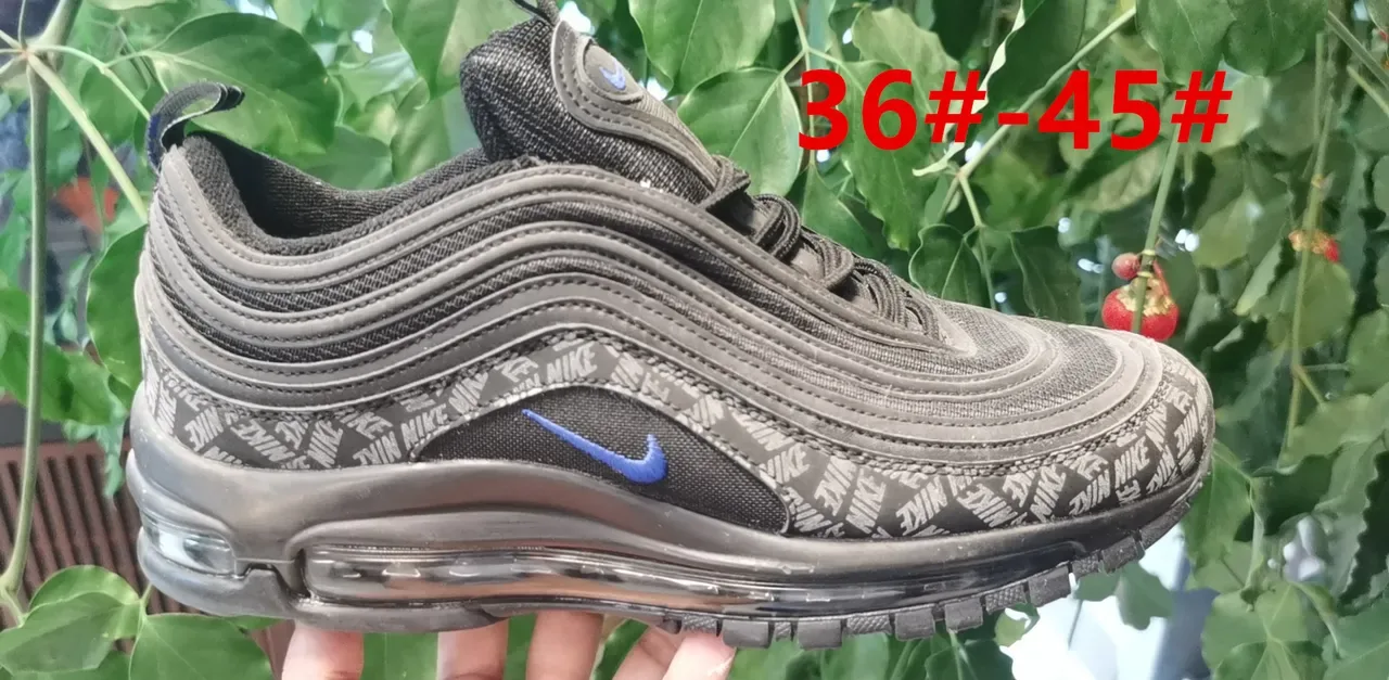 Nike Air Max 97 White Blue Wavy Layered Upper Visible Cushioning Lifestyle Sneakers 16