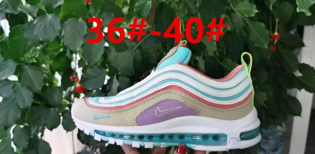 Nike Air Max 97 White Blue Wavy Layered Upper Visible Cushioning Lifestyle Sneakers 17