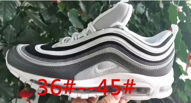 Nike Air Max 97 White Blue Wavy Layered Upper Visible Cushioning Lifestyle Sneakers 24