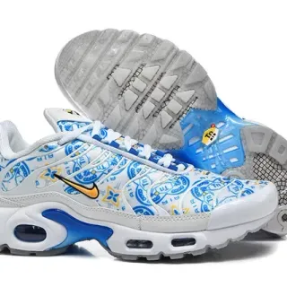 Nike Air Max Plus Patterned White Blue Orange Lifestyle Sneakers
