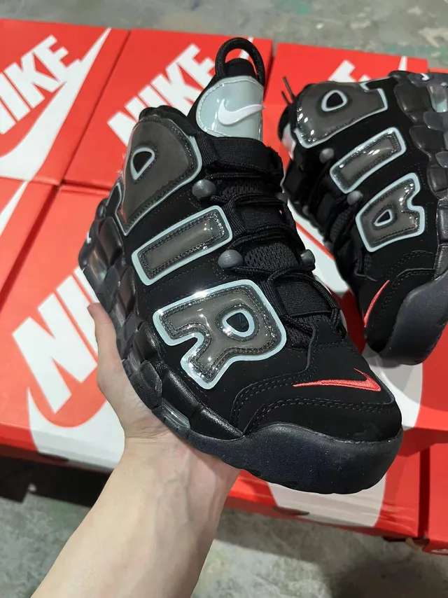 Nike Air More Uptempo Black Gray Translucent Air Basketball Shoes 2