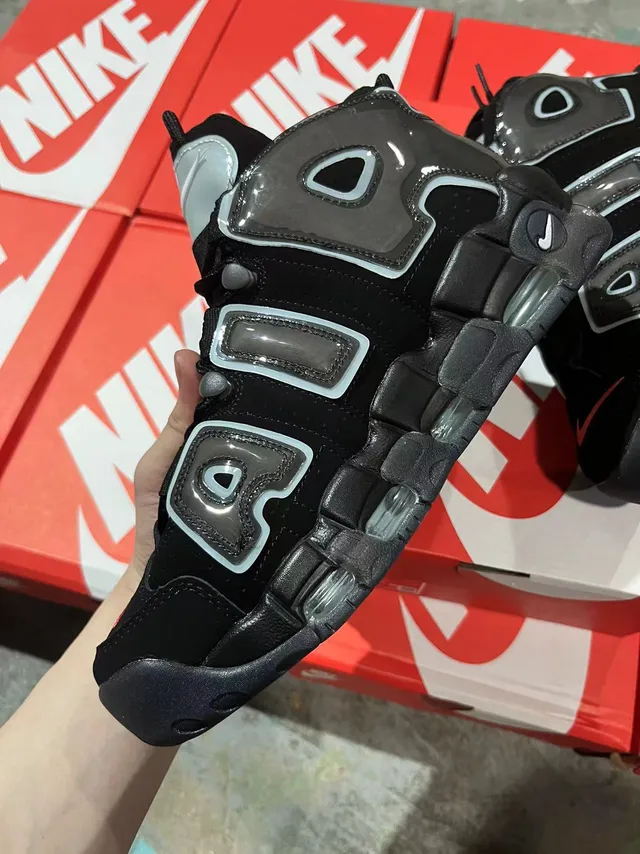 Nike Air More Uptempo Black Gray Translucent Air Basketball Shoes 3