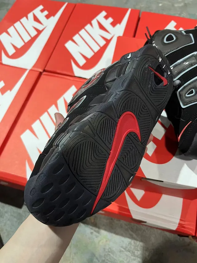 Nike Air More Uptempo Black Gray Translucent Air Basketball Shoes 4