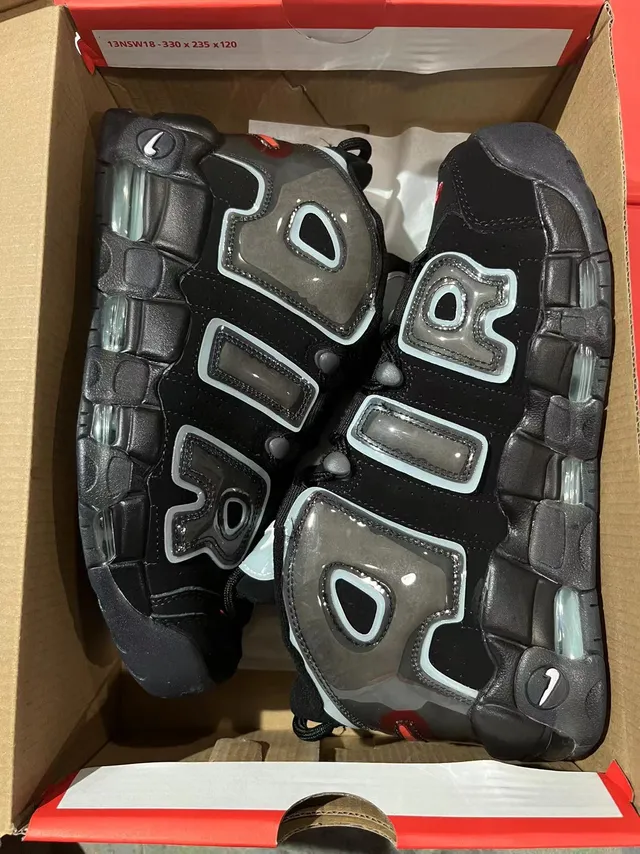 Nike Air More Uptempo Black Gray Translucent Air Basketball Shoes 6