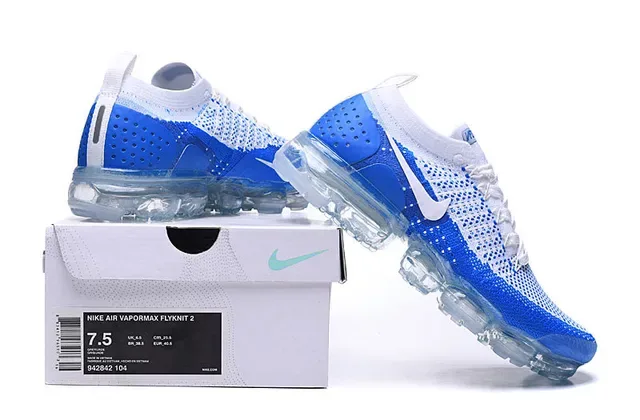 Nike Air VaporMax Chaussures de running bleu et blanc Flyknit 2