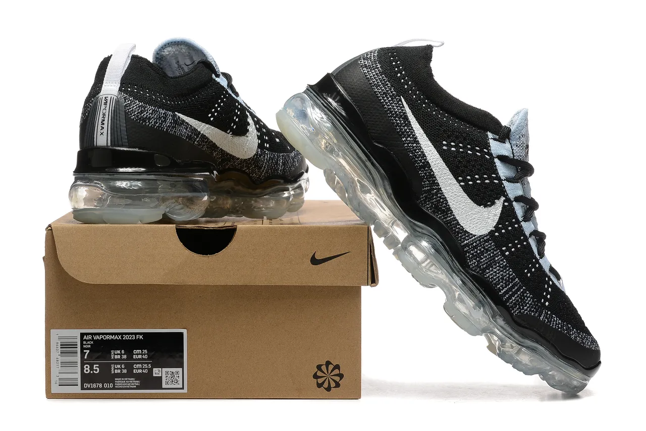Nike Air VaporMax Flyknit Negros Blancos Transparentes Zapatillas de correr 2