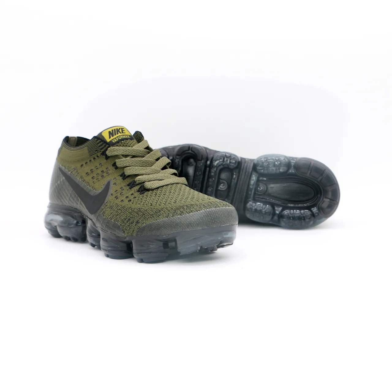 Nike Air VaporMax Flyknit Olive Green and Black Lifestyle Sneakers 4
